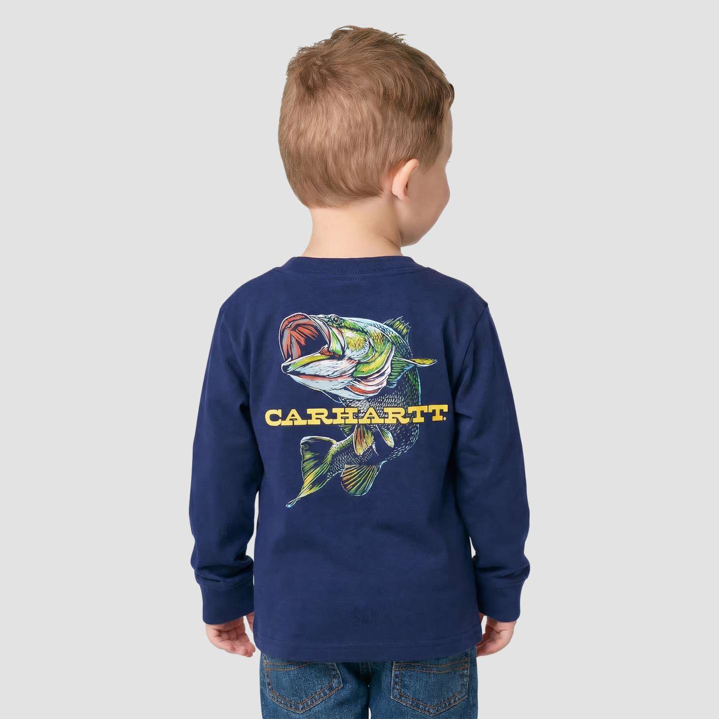 Футболка Carhartt Long Sleeve Fish для мальчиков, цвет: Тёмно-синий — фото 2