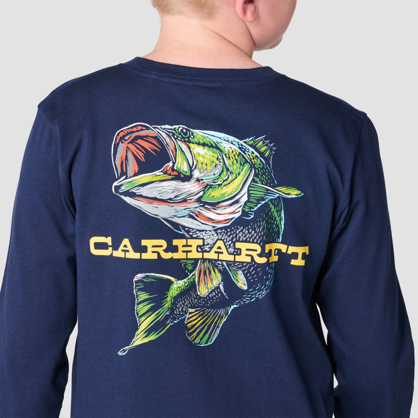 Футболка Carhartt Long Sleeve Fish для мальчиков, цвет: Тёмно-синий — фото 7