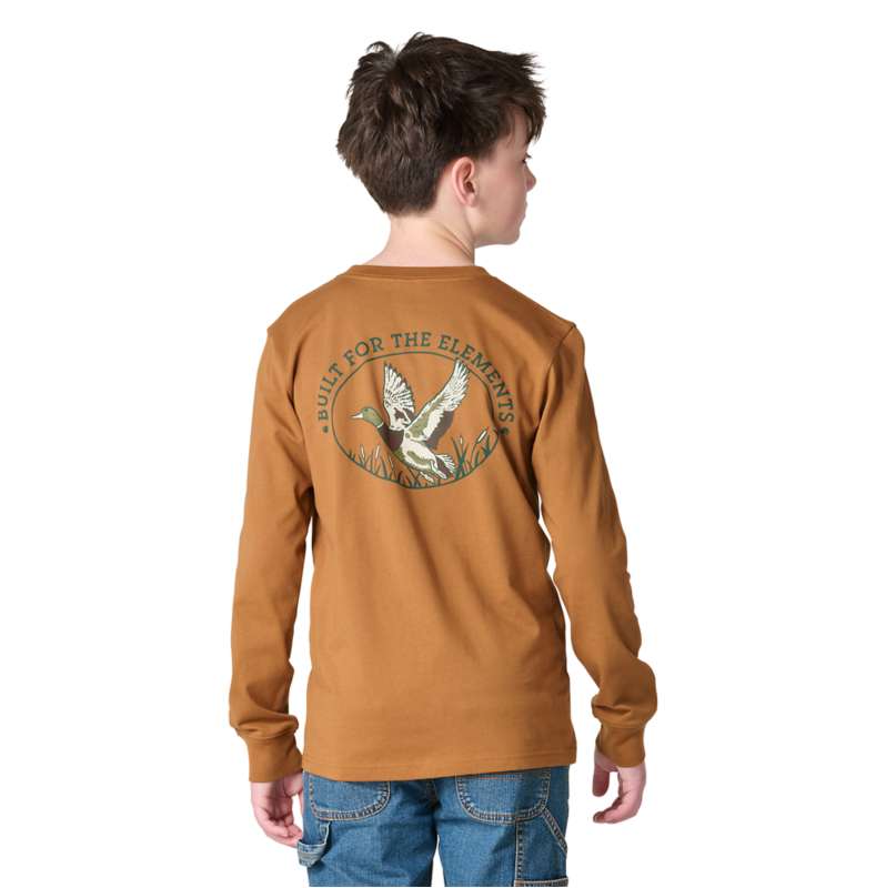 Carhartt  Carhartt Brown Boys' Long Sleeve Duck Pocket T-Shirt (Child/Youth)