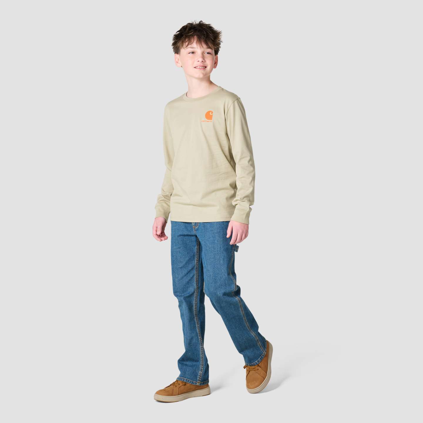 Футболка Carhartt Long Sleeve Skull для мальчиков, цвет: Песчаниковый — фото 3