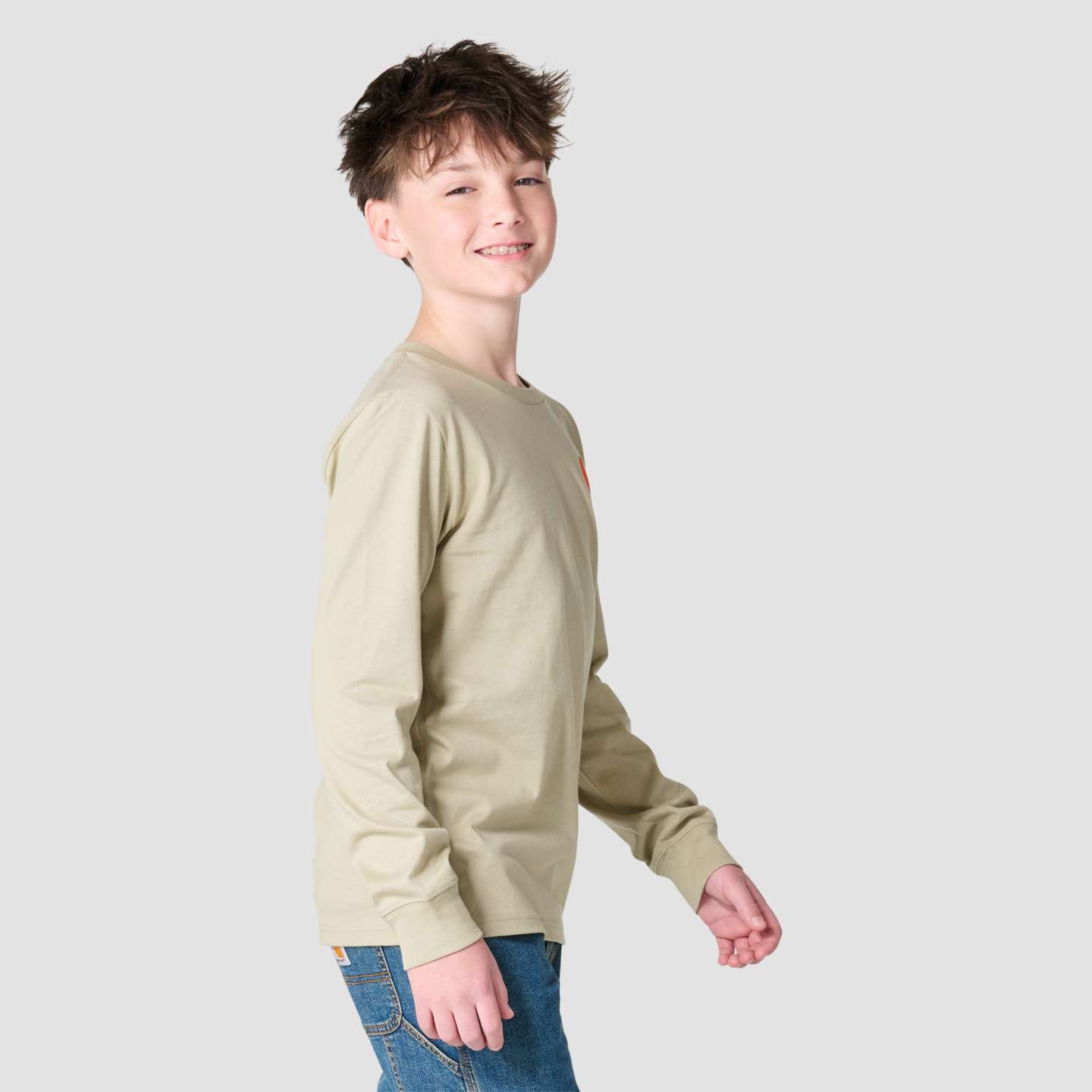 Футболка Carhartt Long Sleeve Skull для мальчиков, цвет: Песчаниковый — фото 4