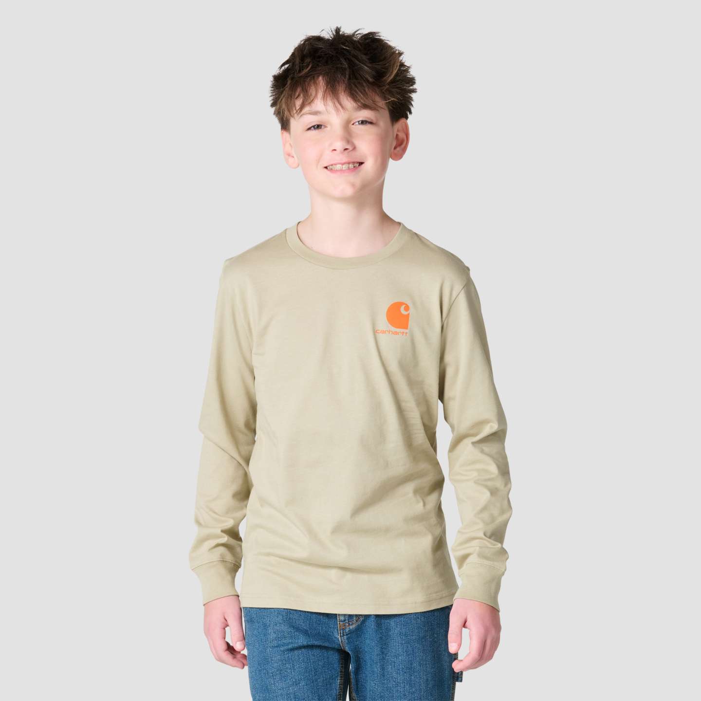 Футболка Carhartt Long Sleeve Skull для мальчиков, цвет: Песчаниковый — фото 2