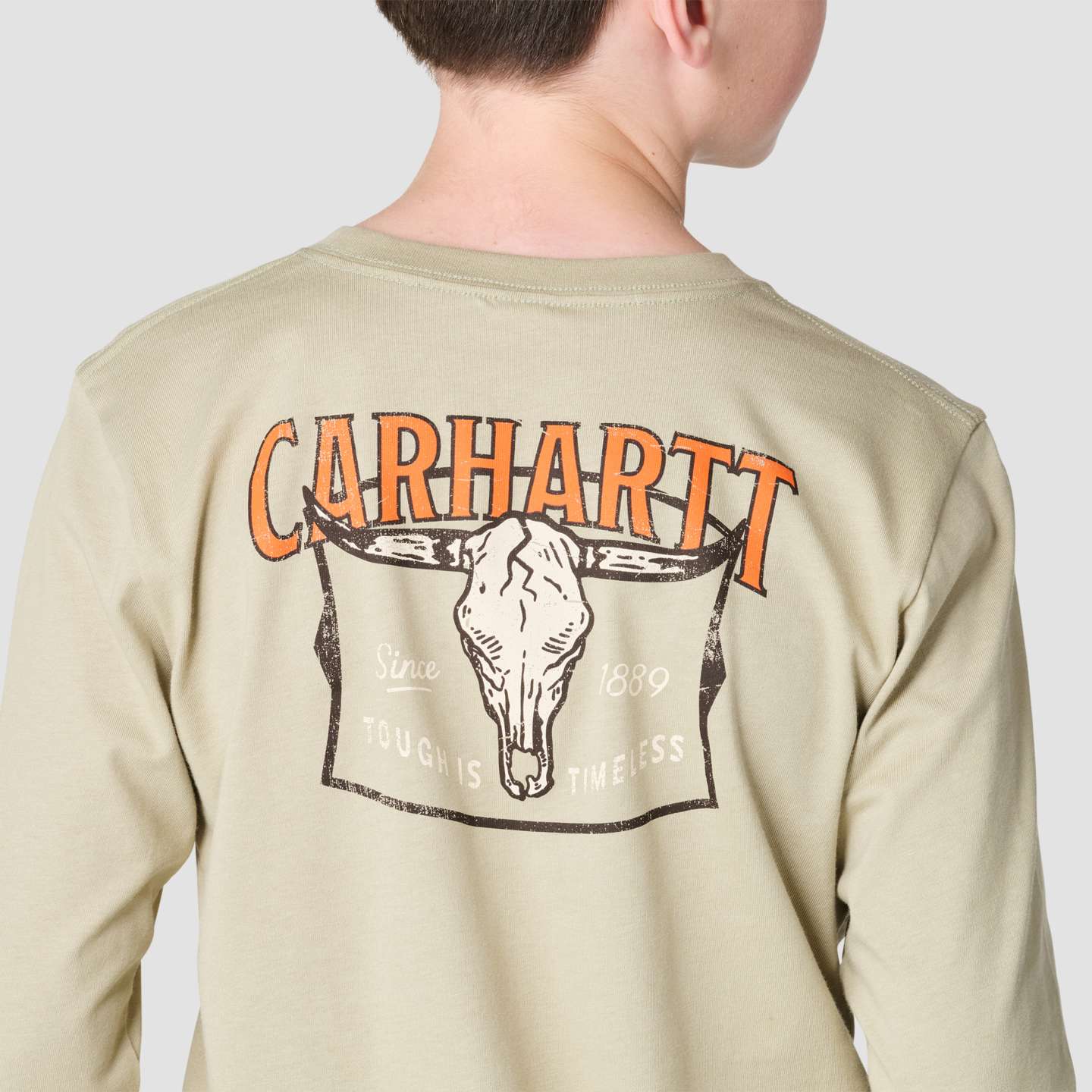 Футболка Carhartt Long Sleeve Skull для мальчиков, цвет: Песчаниковый — фото 5