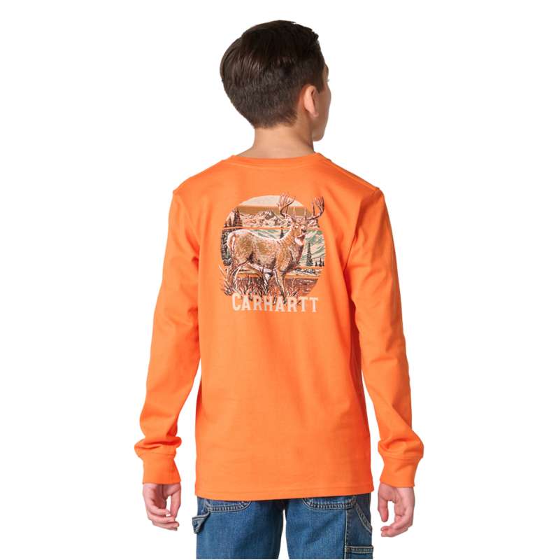 Carhartt  Mandarin Red Boys' Long Sleeve Deer T-Shirt (Child/Youth)