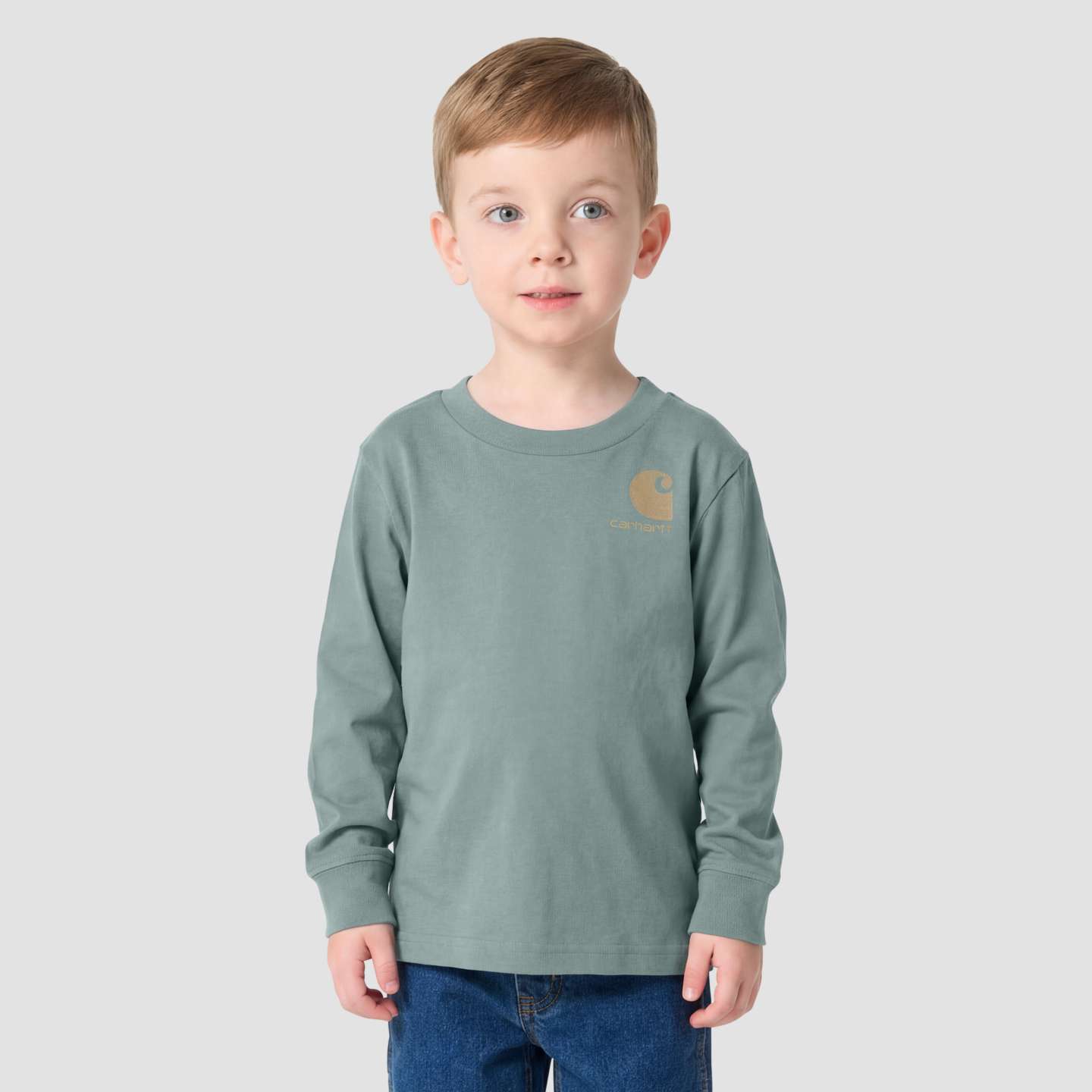 Футболка Carhartt Long Sleeve Utility Vehicle Pocket для мальчиков, цвет: Винтажный зелёный — фото 4