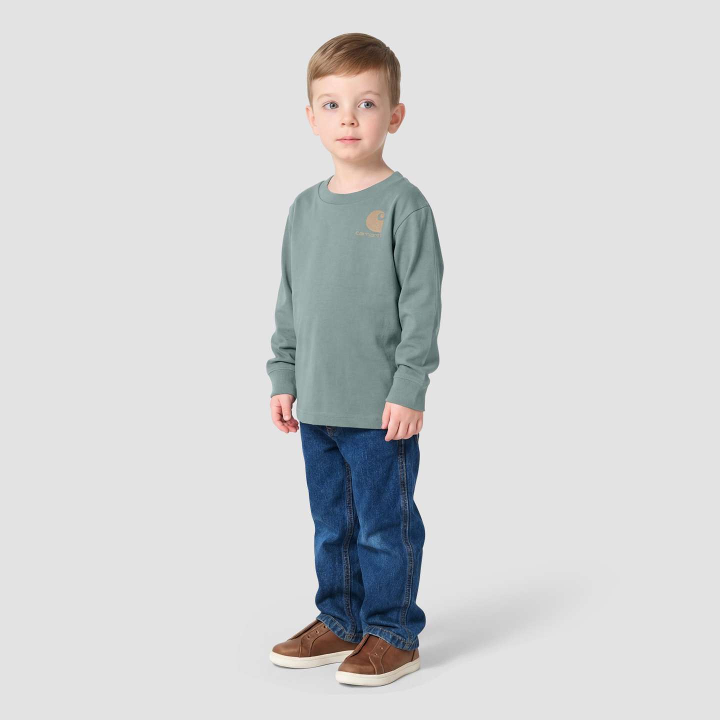 Футболка Carhartt Long Sleeve Utility Vehicle Pocket для мальчиков, цвет: Винтажный зелёный — фото 5