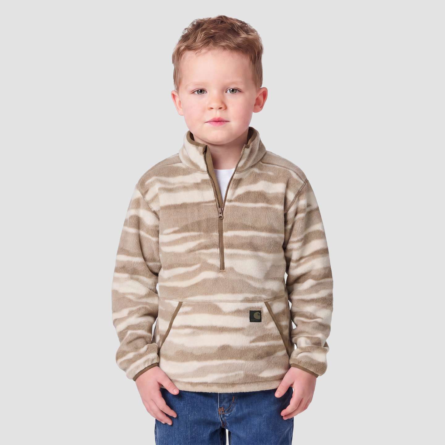 Толстовка Carhartt Long Sleeve Printed Half-Zip Fleece для мальчиков, цвет: Бежевый — фото 2