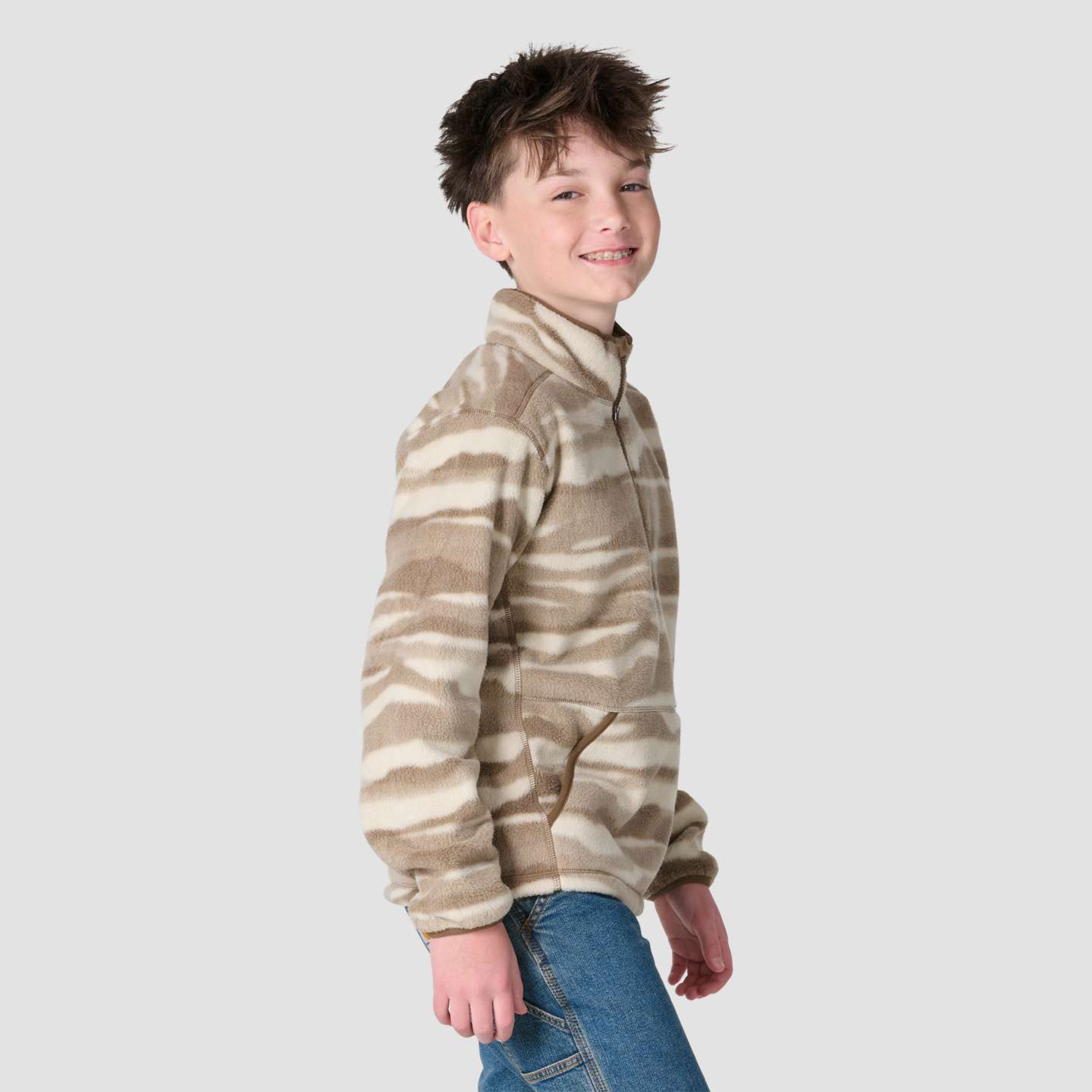 Толстовка Carhartt Long Sleeve Printed Half-Zip Fleece для мальчиков, цвет: Бежевый — фото 6