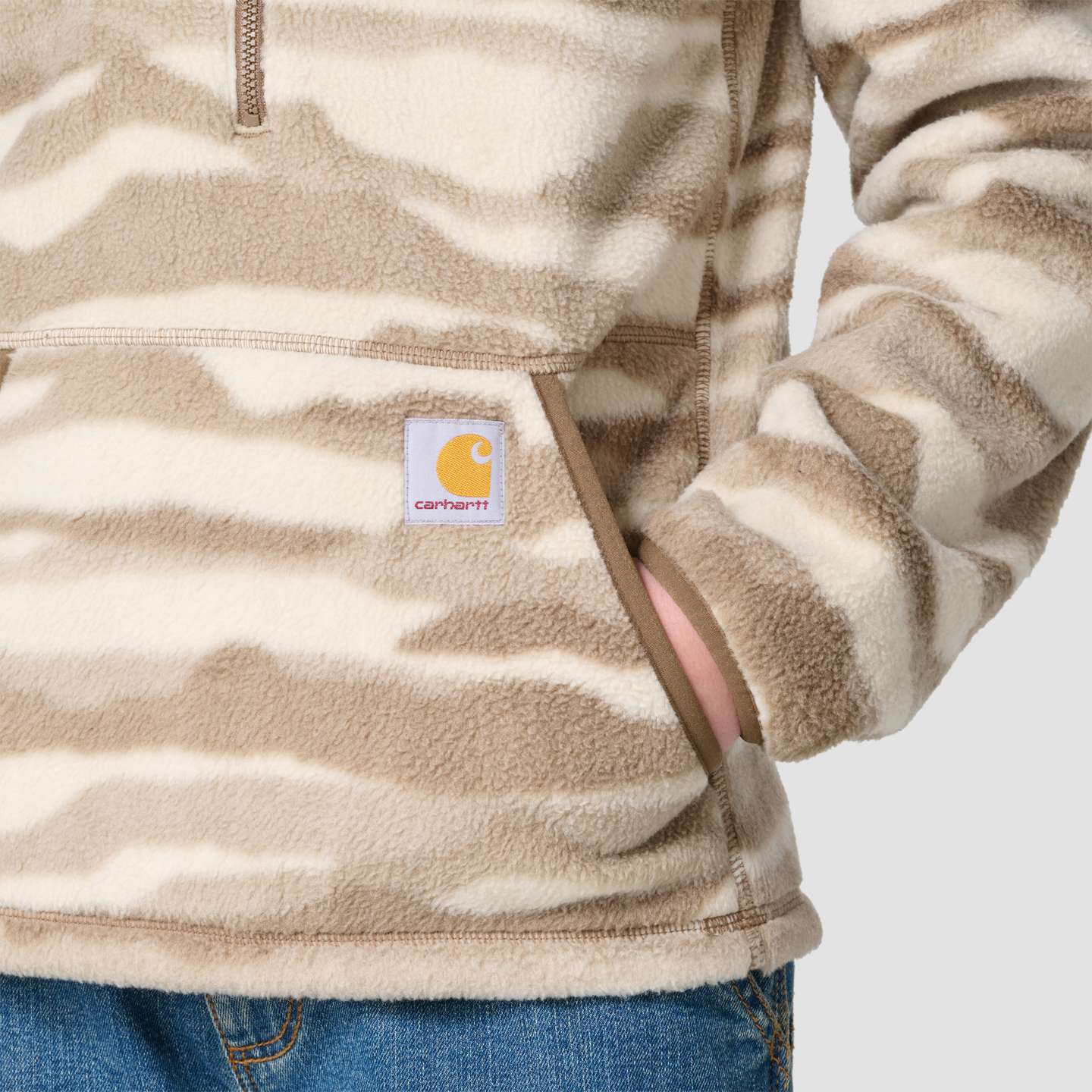 Толстовка Carhartt Long Sleeve Printed Half-Zip Fleece для мальчиков, цвет: Бежевый — фото 7