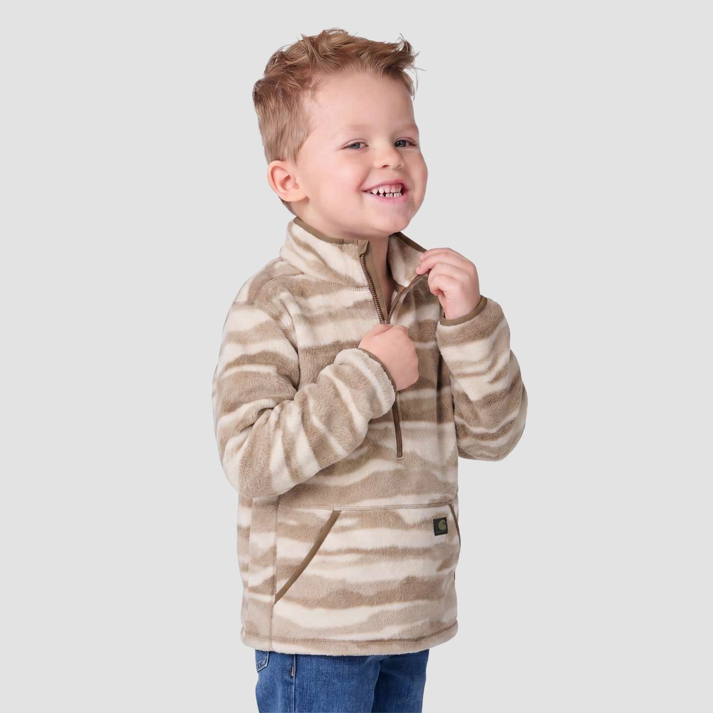 Толстовка Carhartt Long Sleeve Printed Half-Zip Fleece для мальчиков, цвет: Бежевый — фото 5