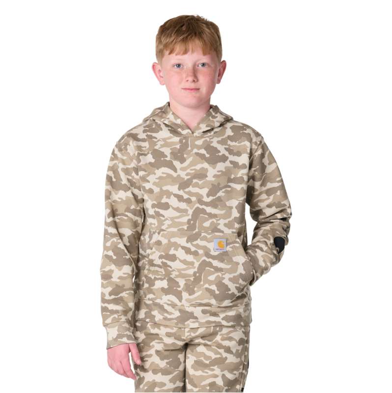 Carhartt  Beige Boys' Long Sleeve Hooded Camo Print Sweatshirt (Child/Youth)