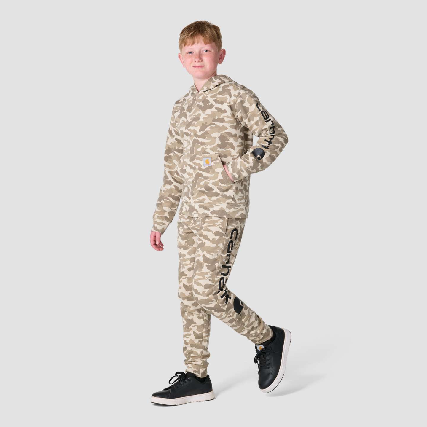 Свитшот Carhartt Long Sleeve Hooded Camo Print Sweatshirt для мальчиков, цвет: Бежевый — фото 3