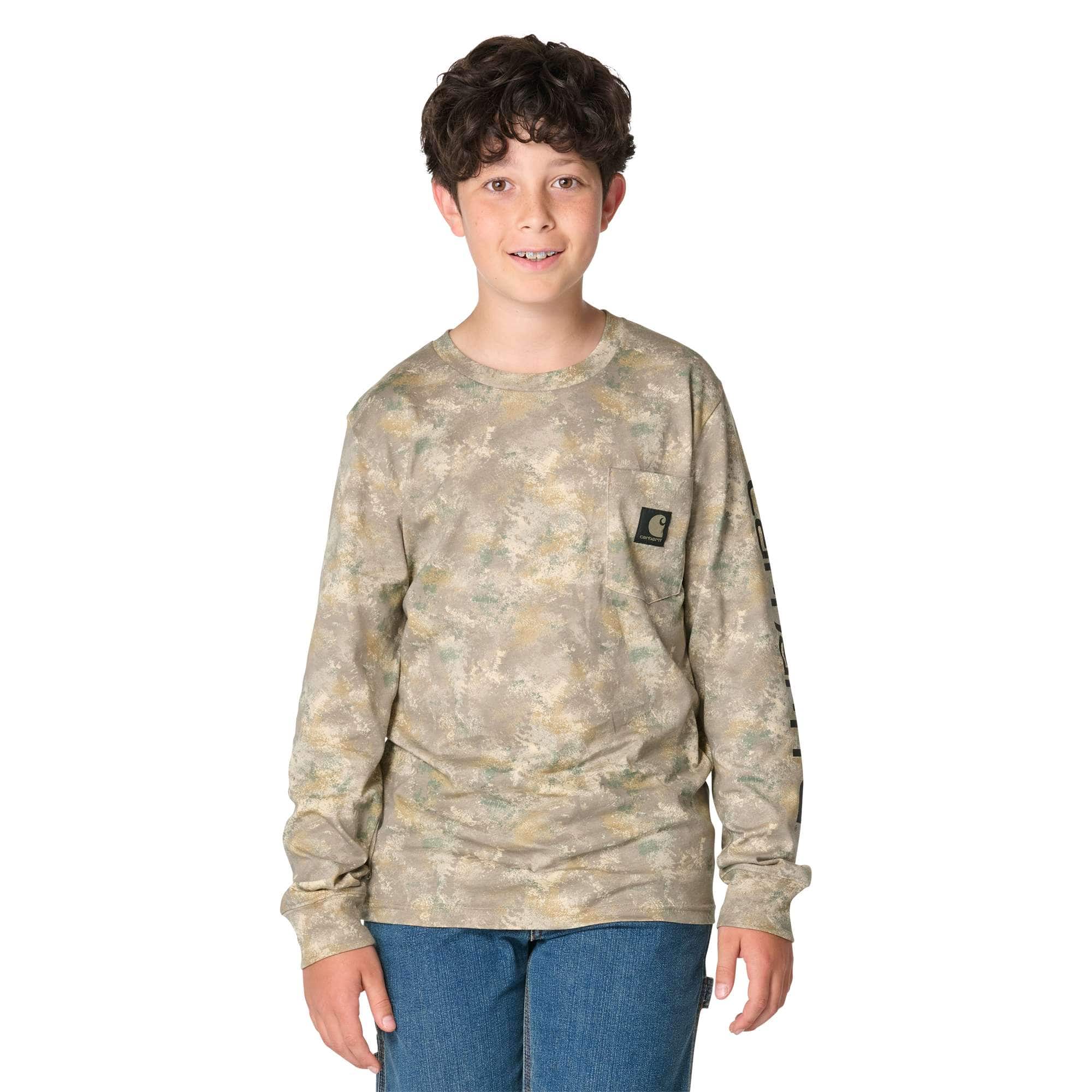 Carhartt Boys' Long Sleeve Faded Camo Pocket T-Shirt (Toddler/Child/Youth)