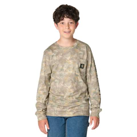 Детские футболки Carhartt Boys' Long Sleeve Faded Camo Pocket T-Shirt (Toddler/Child/Youth)