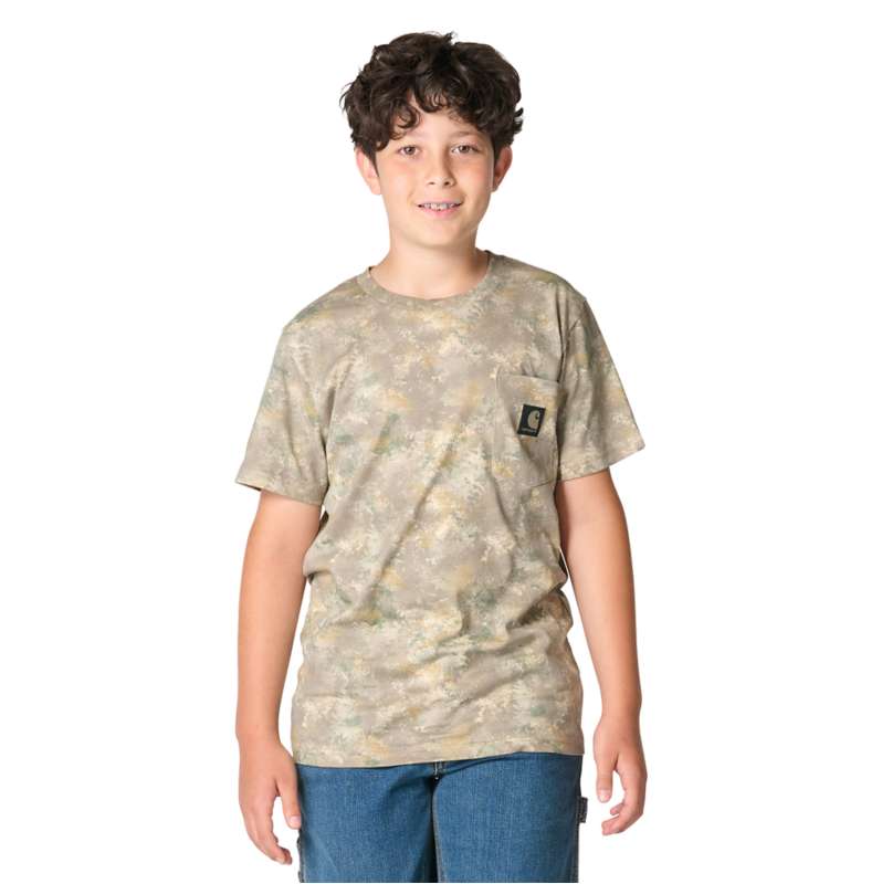 Carhartt  Faded Cobblestone Vintage Camo Boys' Short Sleeve Faded Camo Pocket T-Shirt (Toddler/Child/Youth)