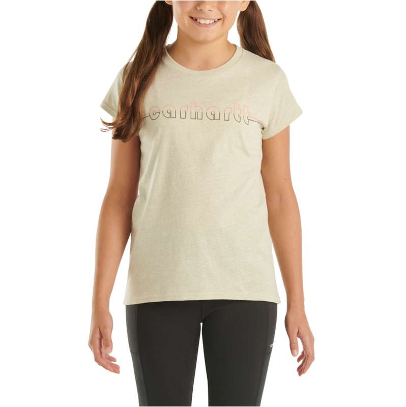 Carhartt  Beige Heather Girls' Short-Sleeve Logo T-Shirt (Toddler/Child/Youth)