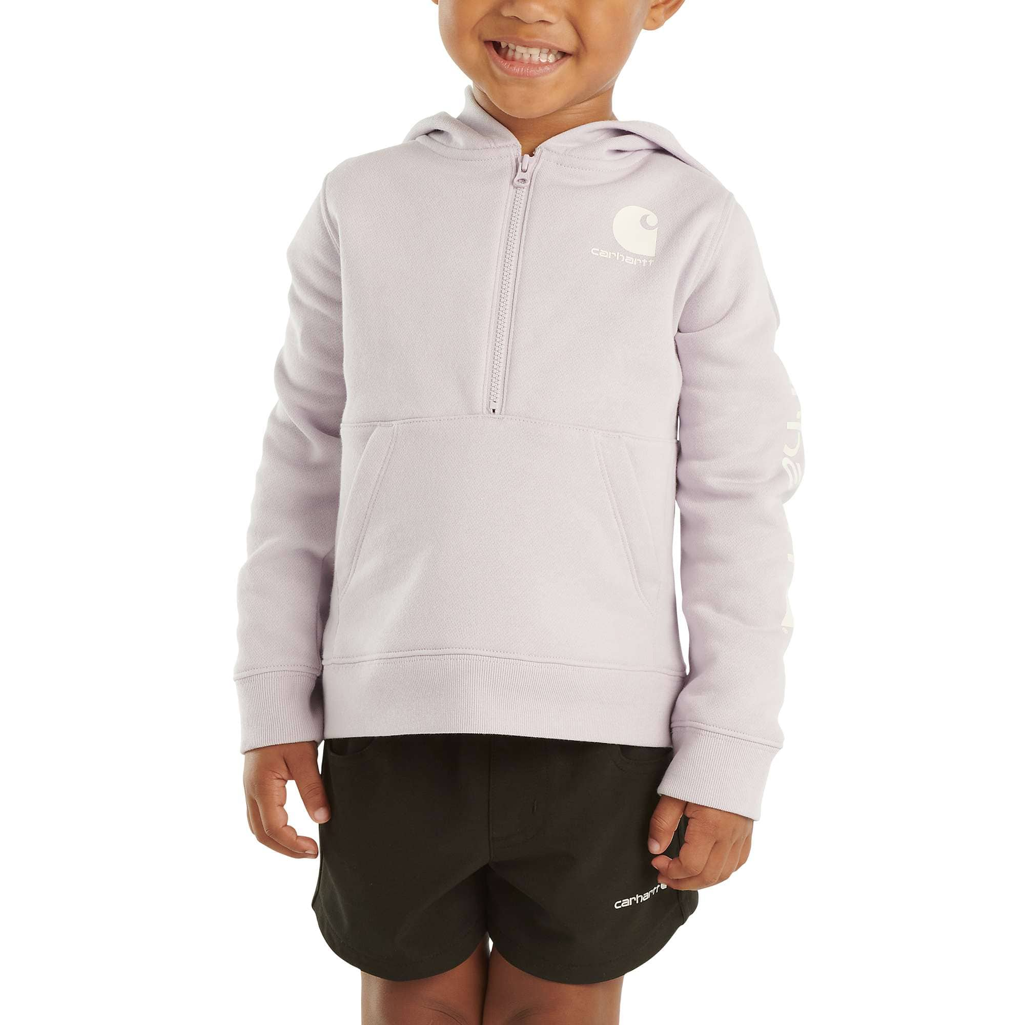 Girls' Long Sleeve Half-Zip Hooded Sweatshirt (Infant/Toddler)