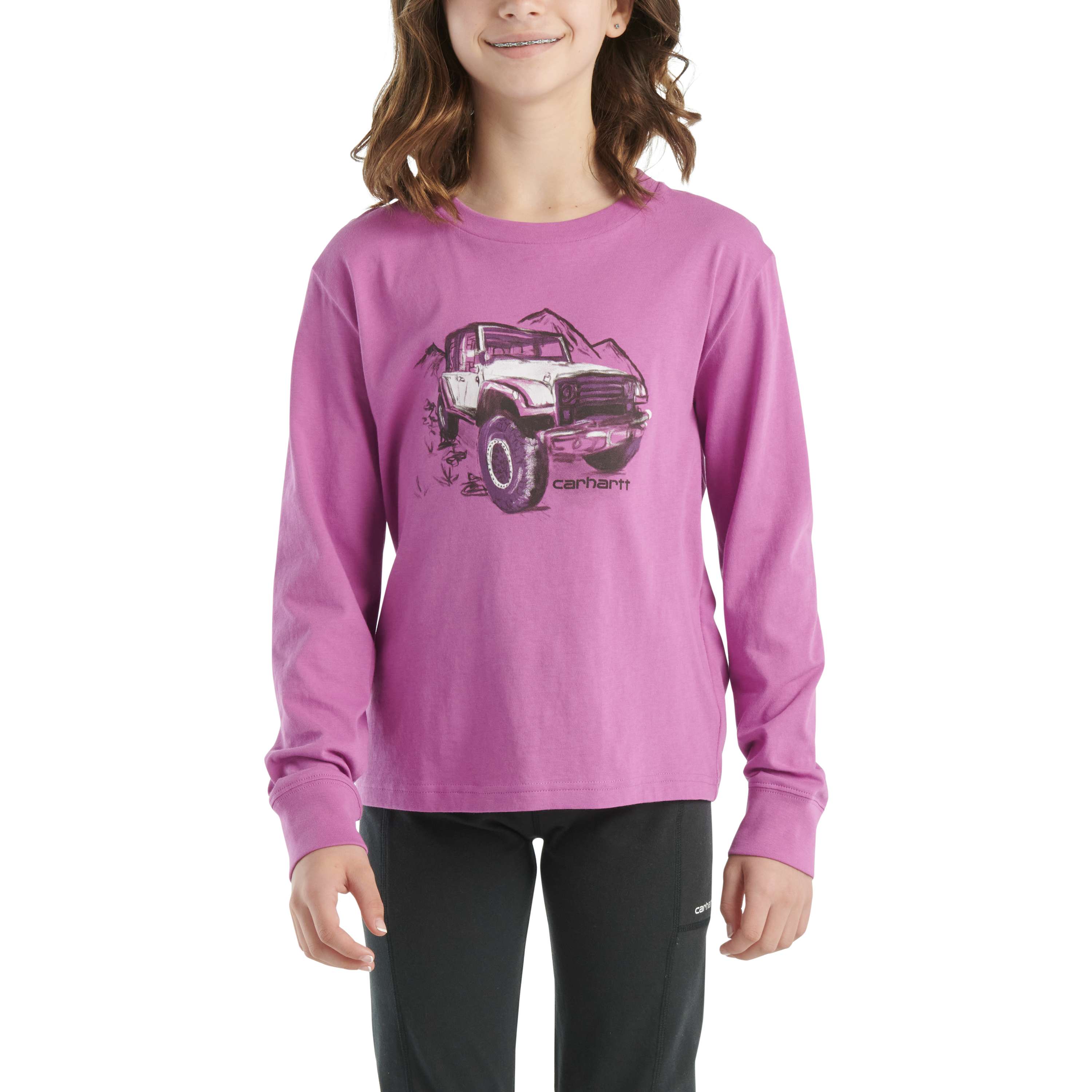 Additional thumbnail 1 of Girls' Long-Sleeve Vehicle T-Shirt (Toddler/Child/Youth)