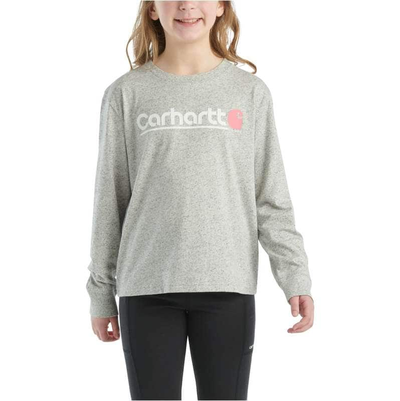 Carhartt  Asphalt Heather Girls' Long-Sleeve Core Logo T-Shirt (Toddler/Child/Youth)