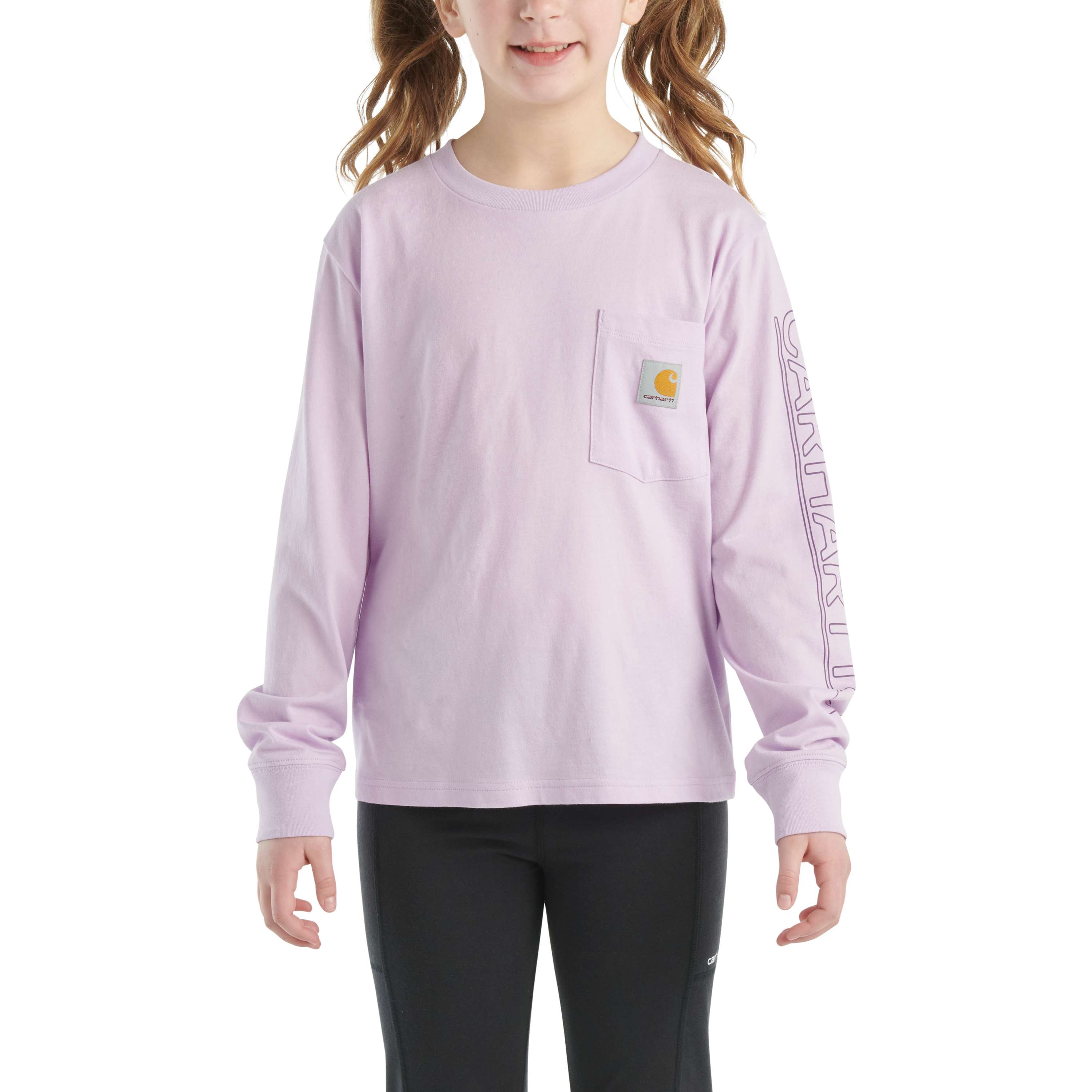 Additional thumbnail 1 of Girls' Long-Sleeve Graphic Pocket T-Shirt (Toddler/Child/Youth)