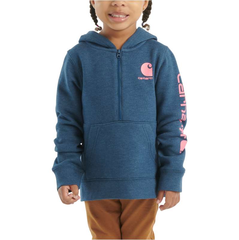 Carhartt  Deep Lagoon Heather Girls' Long-Sleeve Half-Zip Sweatshirt (Infant)