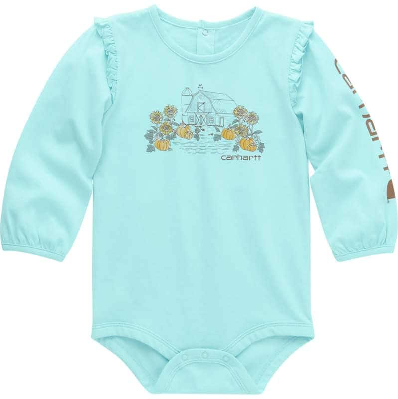 Carhartt  Gulf Blue Girls' Long-Sleeve Farm Bodysuit (Infant)