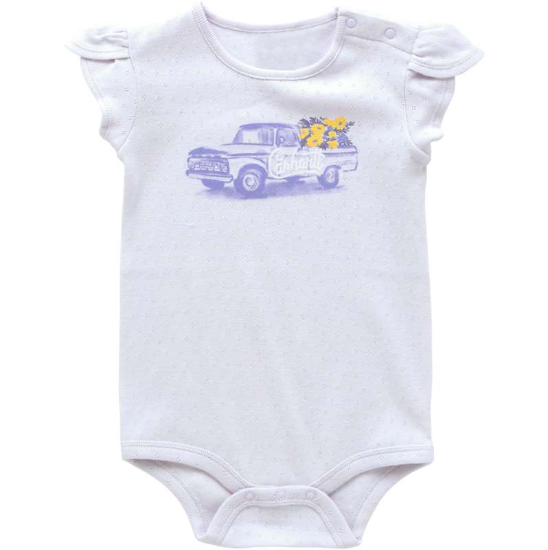 Carhartt  Lavender Girls' Short Sleeve Truck Bodysuit Fresher (Infant)