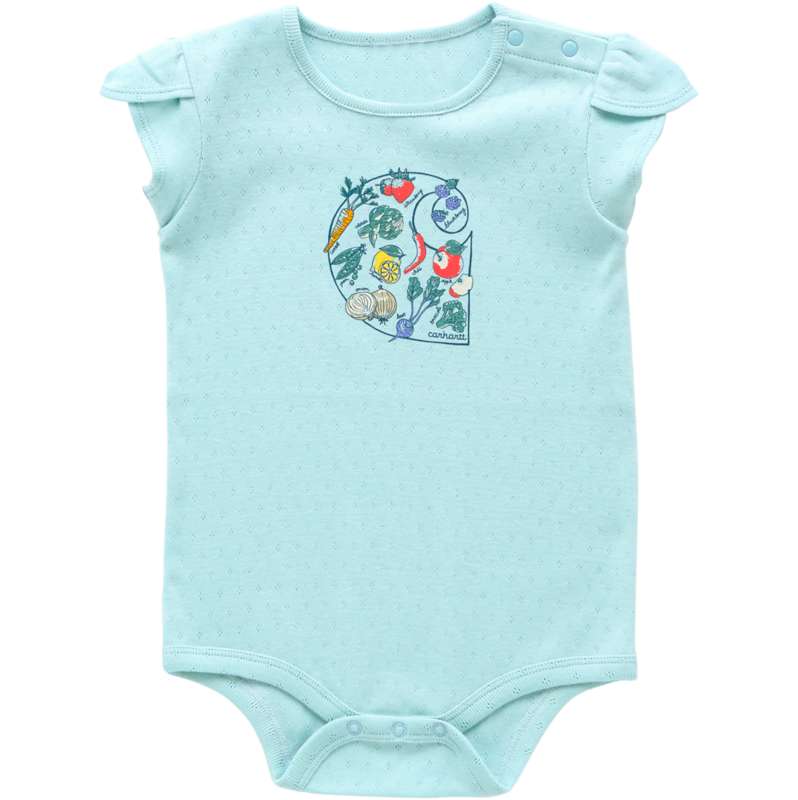 Carhartt  Pale Blue Girls' Short Sleeve Veggie Bodysuit (Infant)