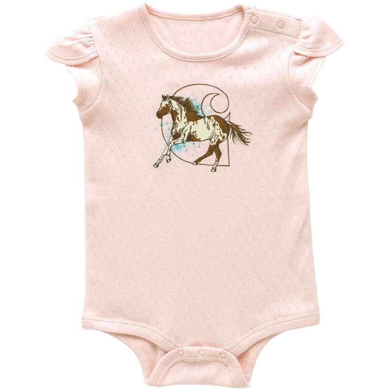 Carhartt  Soft Rose Girls' Short Sleeve Horse Bodysuit (Infant)