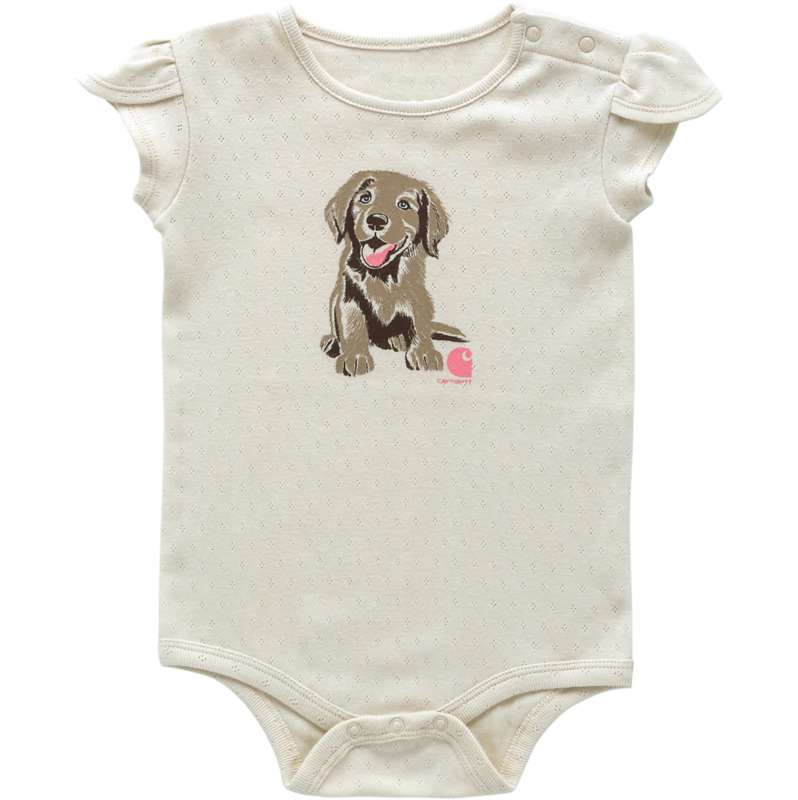 Carhartt  Chalk Girls' Short Sleeve Puppy Bodysuit (Infant)