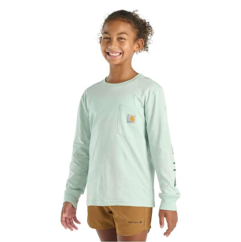 Carhartt  Fresh Mint Girls' Long Sleeve Pocket T-Shirt (Toddler/Child/Youth)