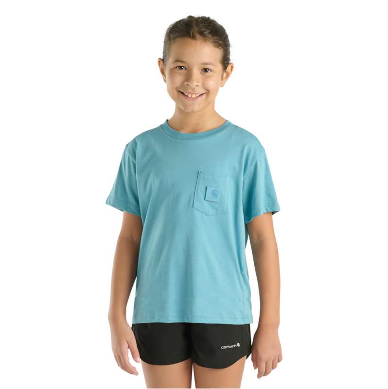 Carhartt  Summer Blue Girls' Short Sleeve Tonal Patch Pocket T-Shirt (Toddler/Child/Youth)