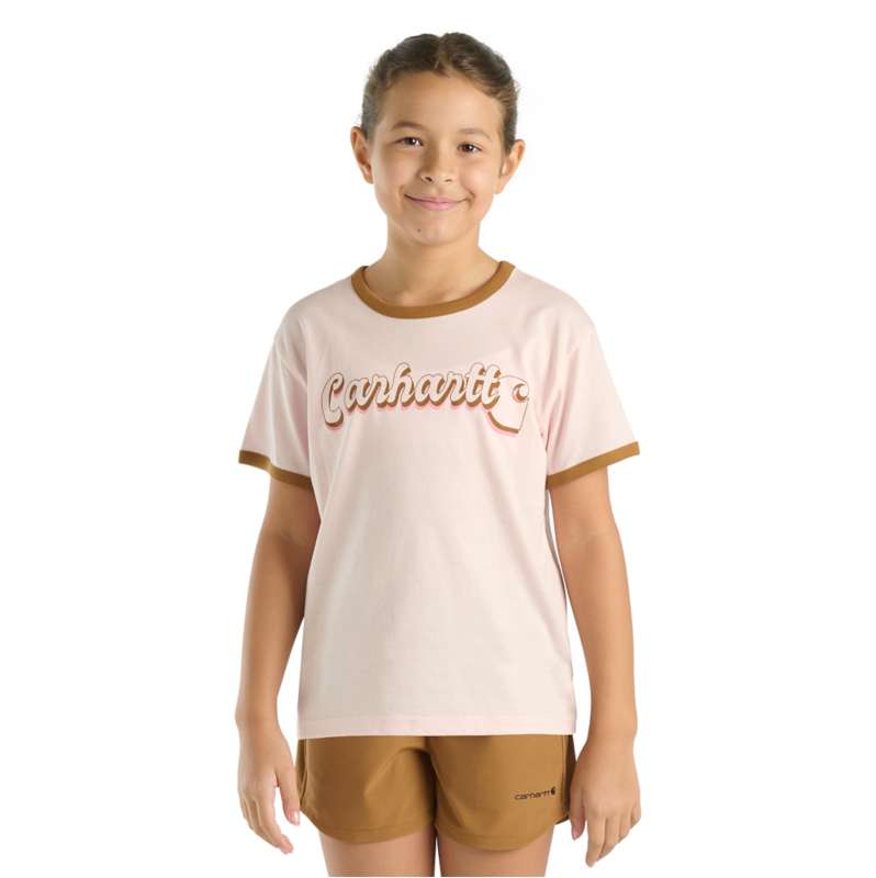 Carhartt  Soft Rose Girls' Short Sleeve Ringer Logo T-Shirt (Toddler/Child/Youth)