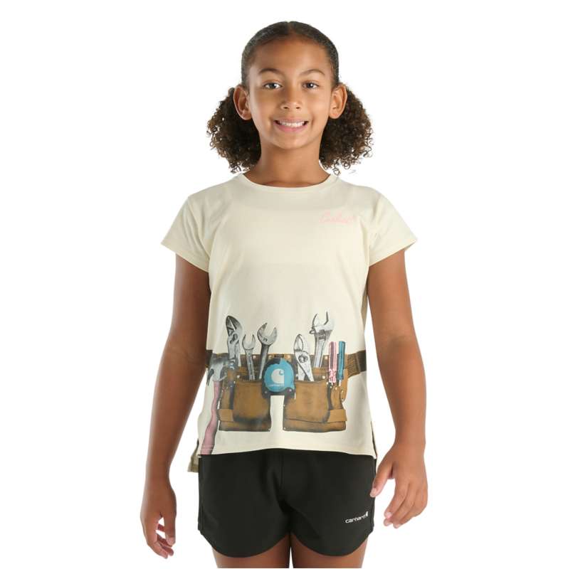 Carhartt  Chalk Girls' Short Sleeve Tool Belt T-Shirt (Toddler/Child/Youth)