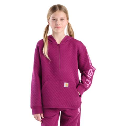 Детские худи Carhartt Girls' Long Sleeve Quilted Jersey Half-Zip Sweatshirt (Child/Youth)
