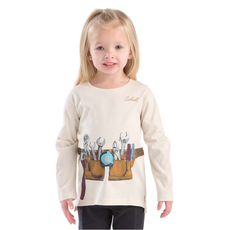 Carhartt  Chalk Girls' Long Sleeve Tool Belt T-Shirt (Toddler/Child)