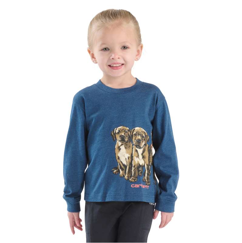 Carhartt  Dark Blue Heather Girls' Long Sleeve Puppies T-Shirt (Child/Youth)