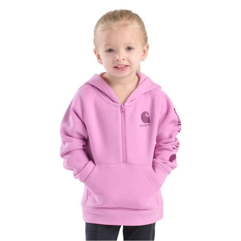 Carhartt  Dusty Pink Girls' Long Sleeve Half-Zip Sweatshirt (Baby/Toddler)