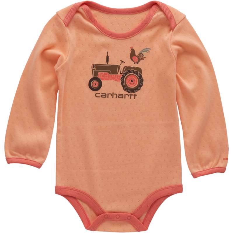 Carhartt  Rosewater Girls' Long Sleeve Tractor Bodysuit (Baby)