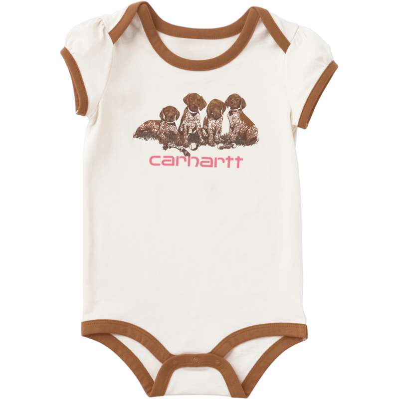 Carhartt  Chalk Girls' Short Sleeve Puppies Bodysuit (Baby)