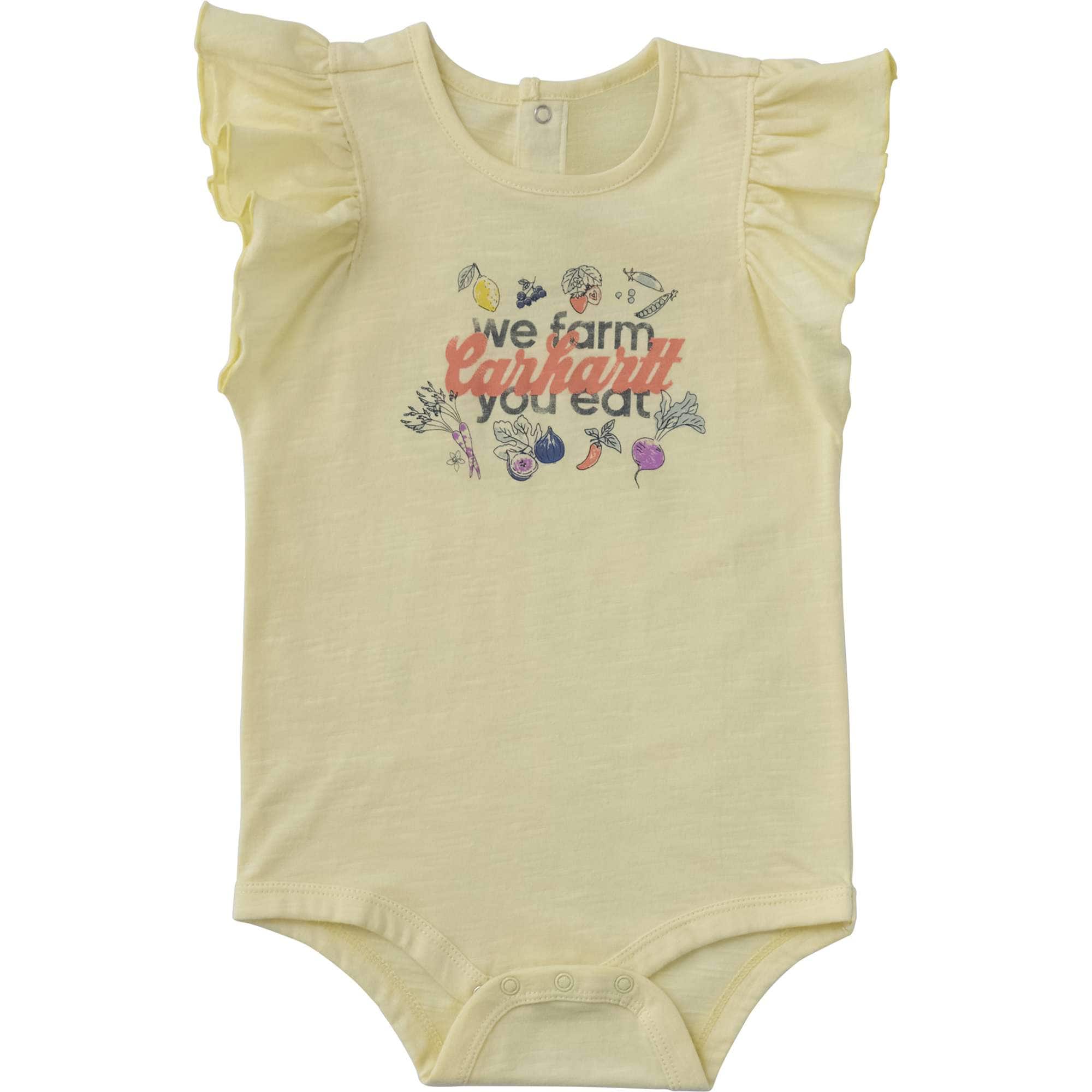 Carhartt Girls' Short Ruffle Sleeve Veggie Bodysuit (Baby)