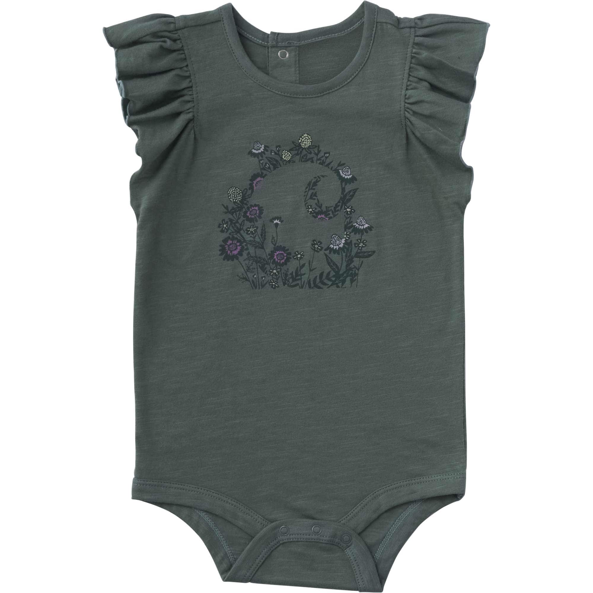 Carhartt Girls' Short Ruffle Sleeve Floral "C" Bodysuit (Baby)