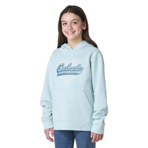 Толстовка Carhartt Long Sleeve Heart Logo для девочек, цвет: Синий мглистый