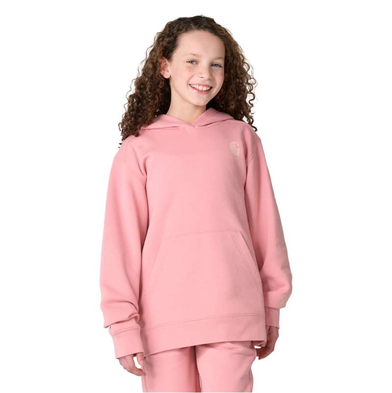 Carhartt  Rose Tint Girls' Long Sleeve Hooded Logo Sweatshirt (Child/Youth)