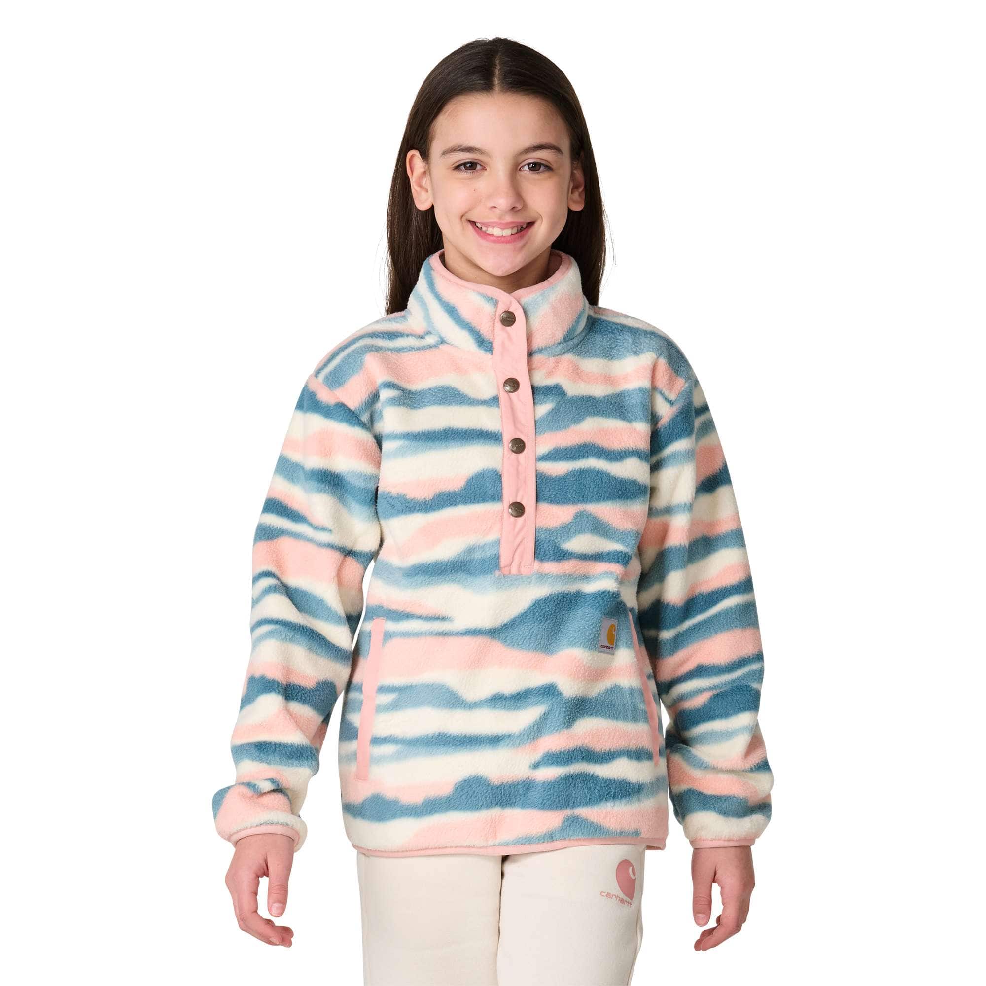 Carhartt Girls' Long Sleeve Fleece Quarter-Snap Printed Sweatshirt (Toddler/Child/Youth)