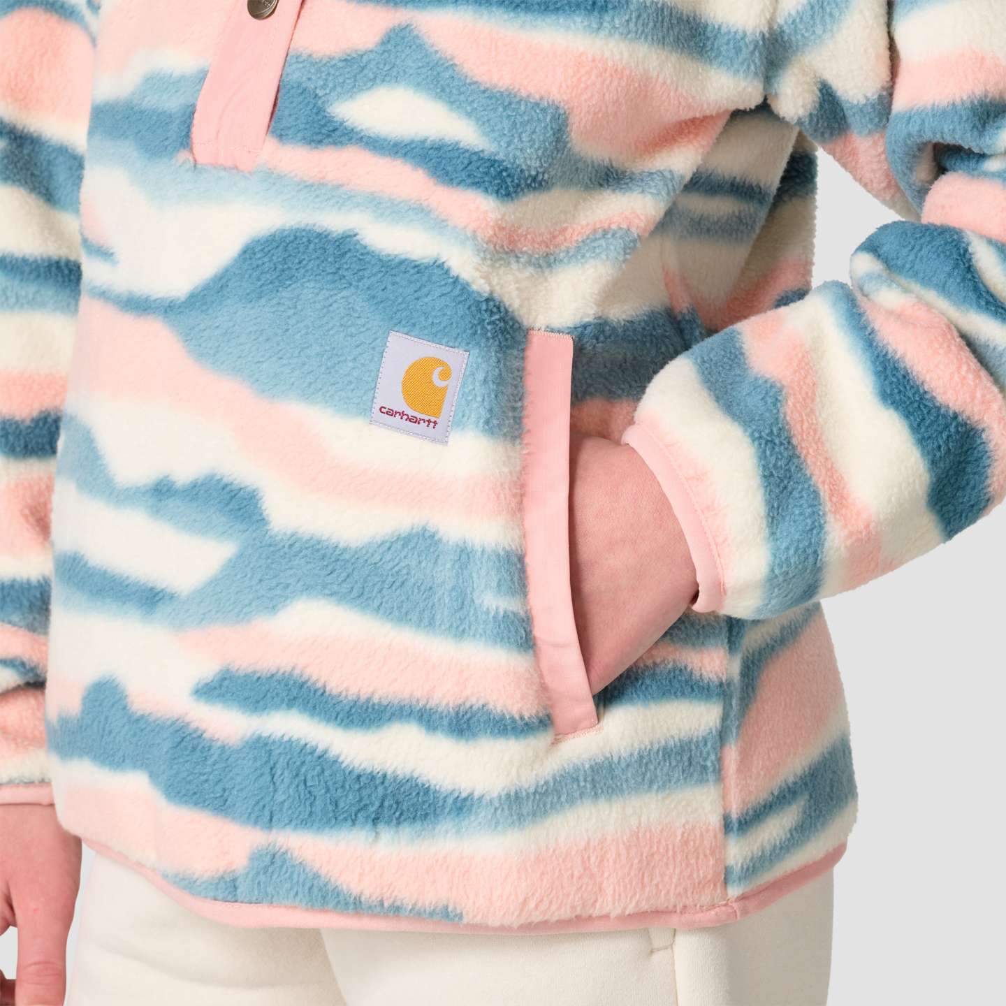 Толстовка Carhartt Long Sleeve Fleece Quarter-Snap Printed для девочек, цвет: Меловой — фото 8