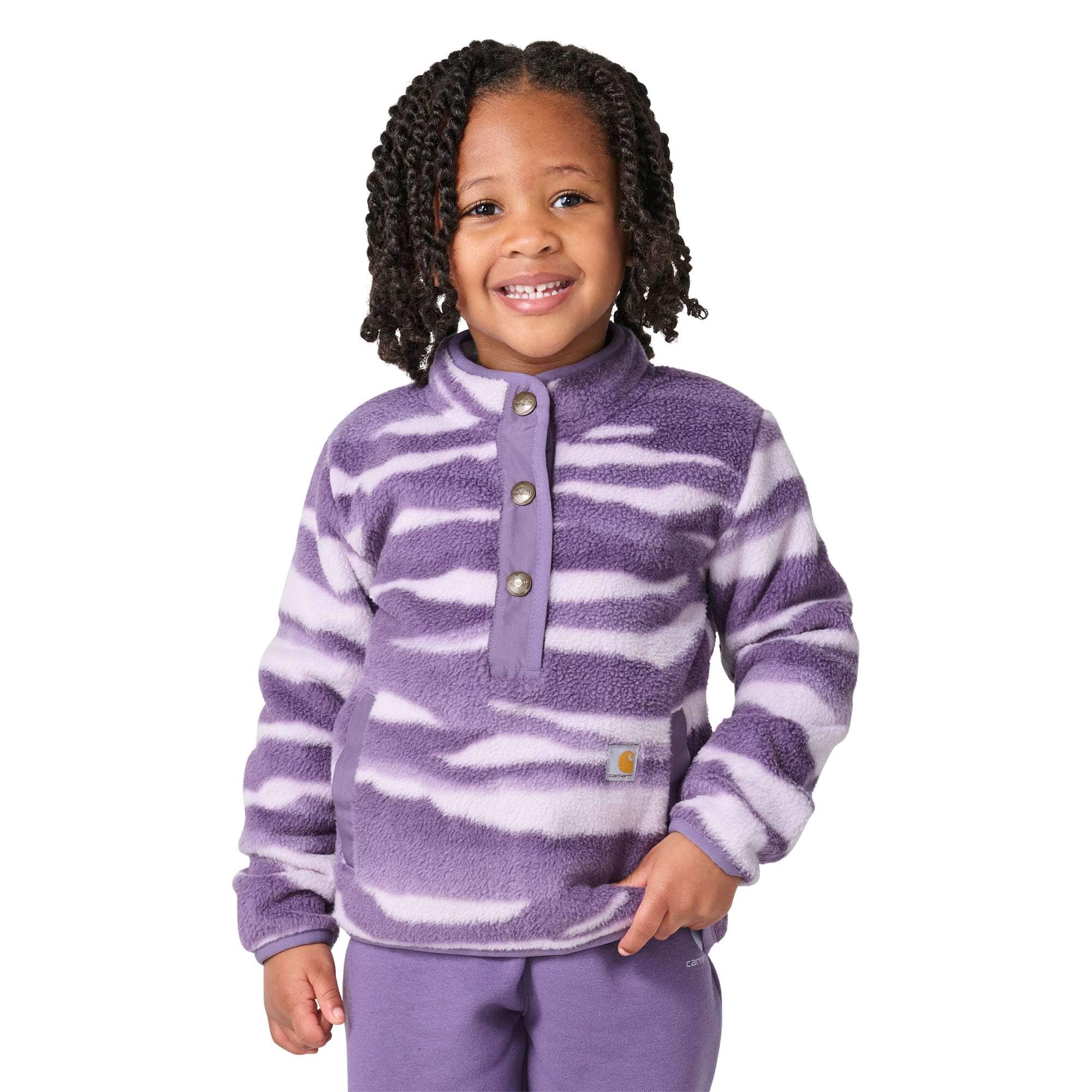 Carhartt Girls' Long Sleeve Fleece Quarter-Snap Printed Sweatshirt (Toddler/Child/Youth)