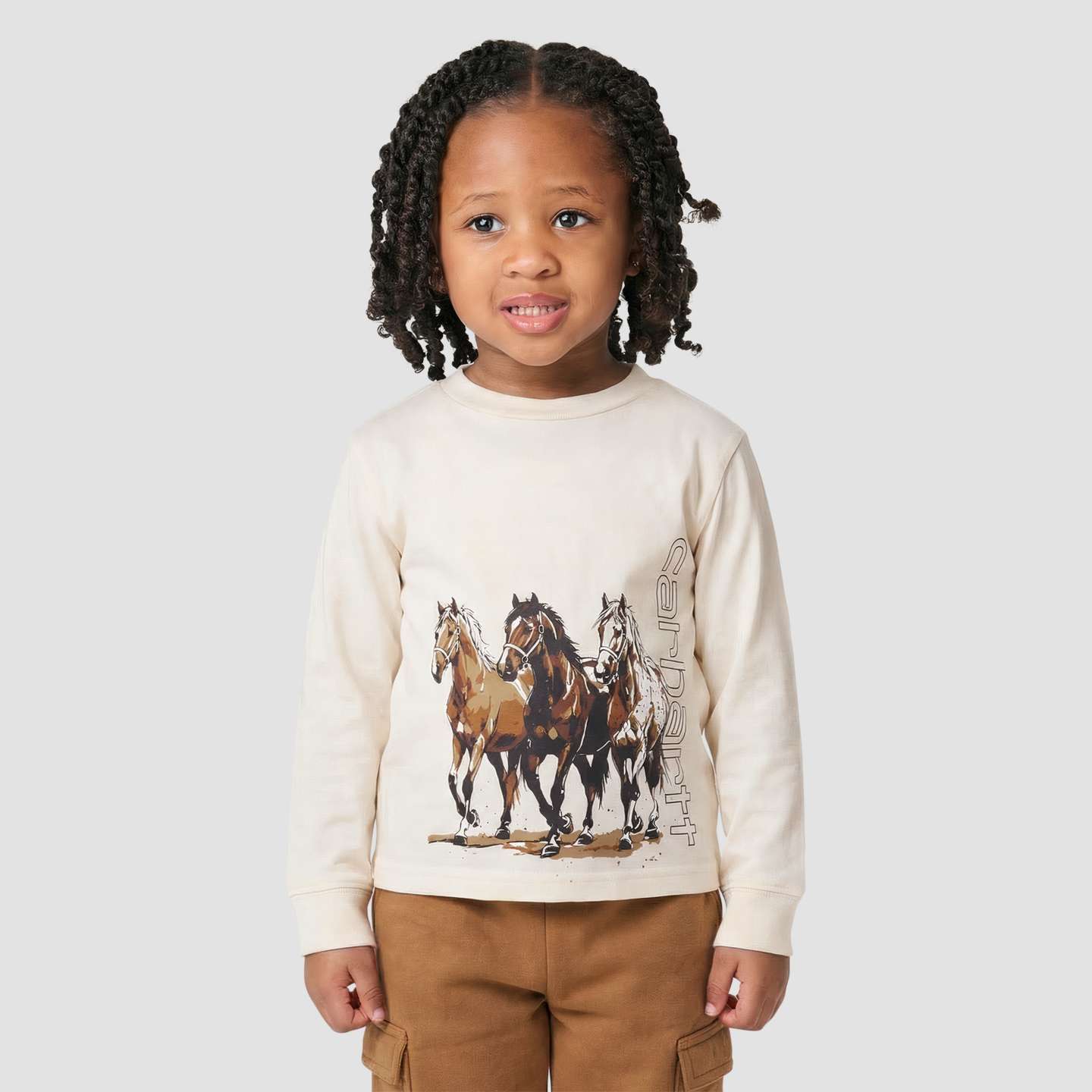 Футболка Carhartt Long Sleeve Wild Horses для девочек, цвет: Меловой — фото 2
