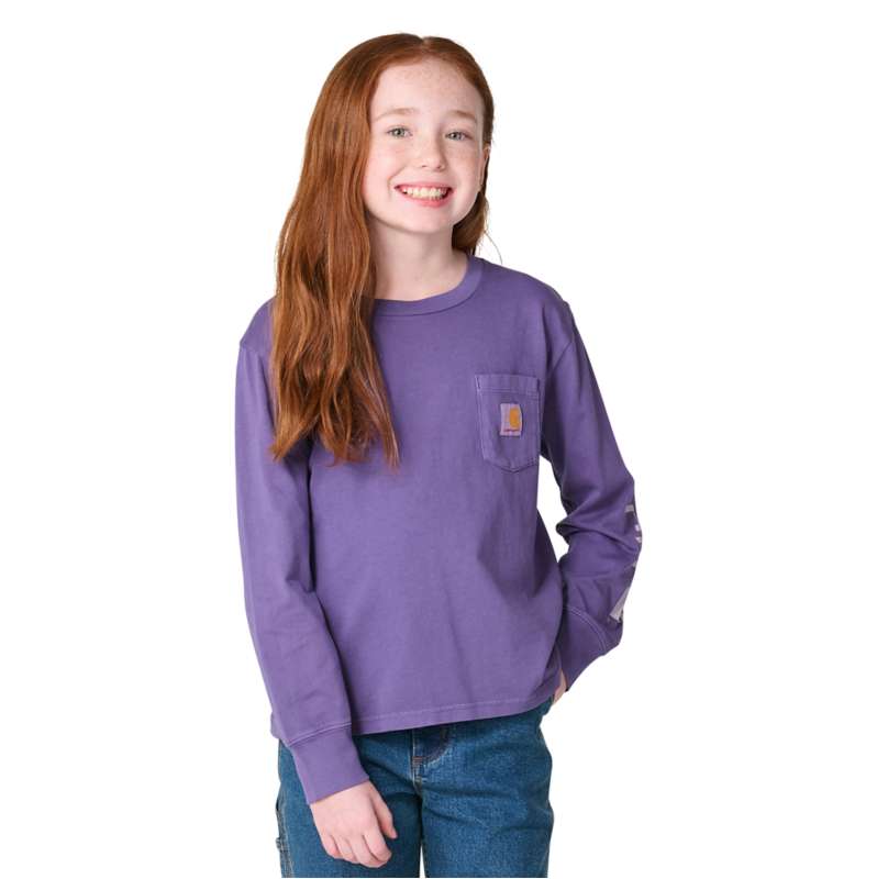 Carhartt  Grape Girls' Long Sleeve Garment Dyed Pocket T-Shirt (Toddler/Child/Youth)