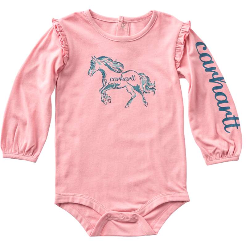 Carhartt  Rose Tint Heather Girls' Long Sleeve Mare Bodysuit (Baby)